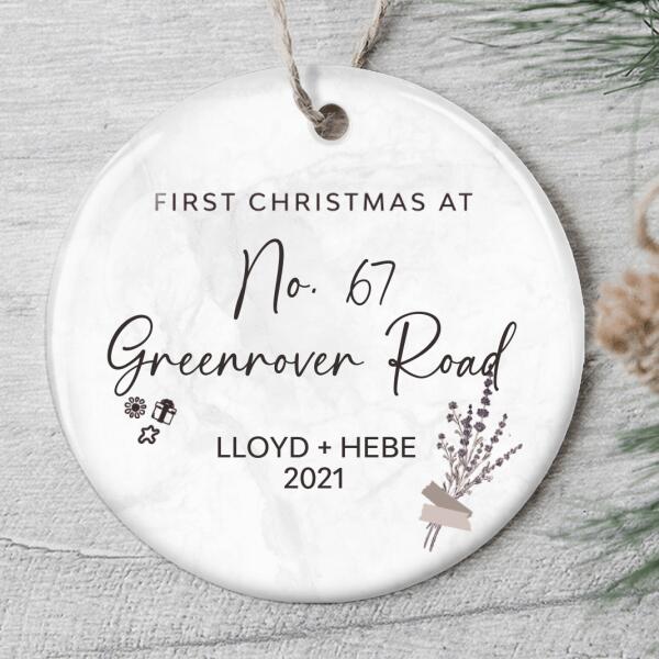 1st Christmas In New Home Ornament - Custom Name & Home Address - Christmas Bauble - Xmas Gift For Couple