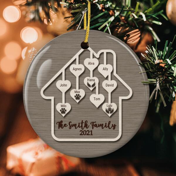 Family Ornament - Personalized Family Member Names - Paw Prints Bauble - Pet Lovers Gift - Housewarming Gift