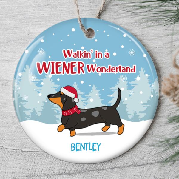 Walkin' In A Wiener Wonderland - Custom Dog Breeds - Funny Christmas Ornament - Xmas Gift For Dog Lovers