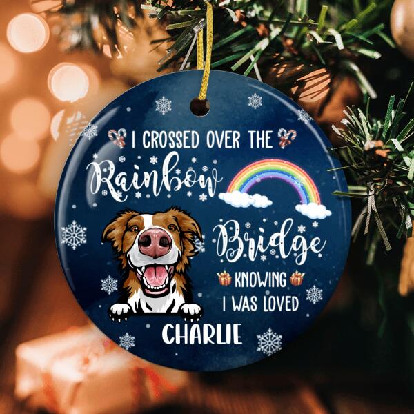 I Crossed Over The Rainbow Bridge - Dog Memorial Ornament - Custom Dog Breed - Xmas Gift For Dog Lover