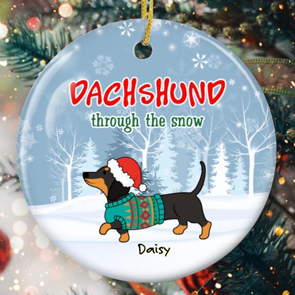 Dachshund Through The Snow - Personalized Custom Christmas Dog Ornament - Xmas Gift Dog Lovers