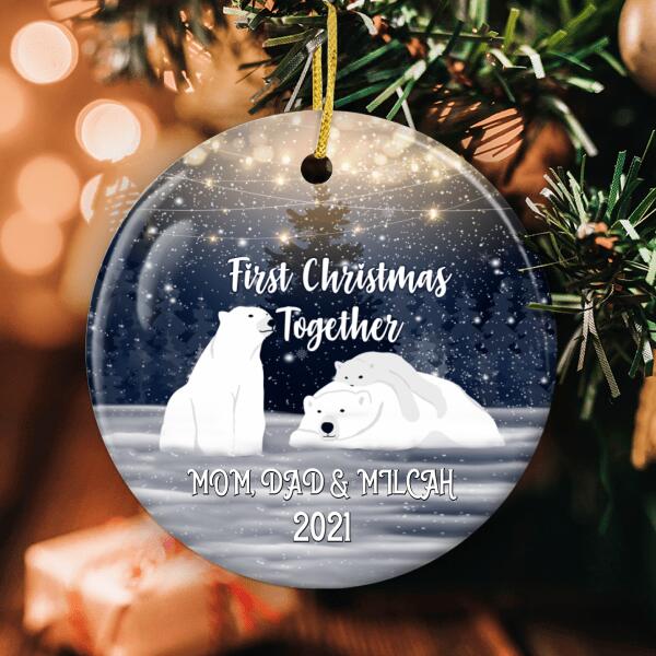 1st Christmas Together Ornament - Family Polar Bear Ornament - Personalized Names - Newly Parent Gift