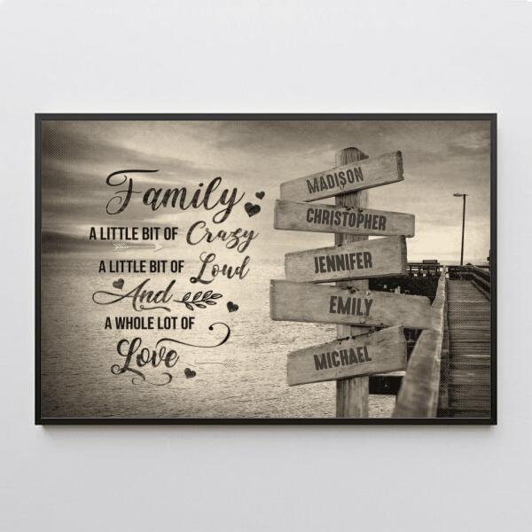 A Whole Lot Of Love - Personalized Names Canvas - Signpost Name Canvas - Family Quote Canvas - Gift For Family