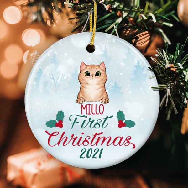 First Christmas - Personalized Custom Cat Lovers Ornament - Vintage 1st Xmas Keepsake Gift