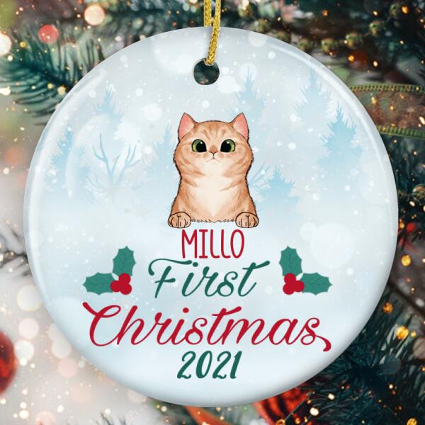 First Christmas - Personalized Custom Cat Lovers Ornament - Vintage 1st Xmas Keepsake Gift
