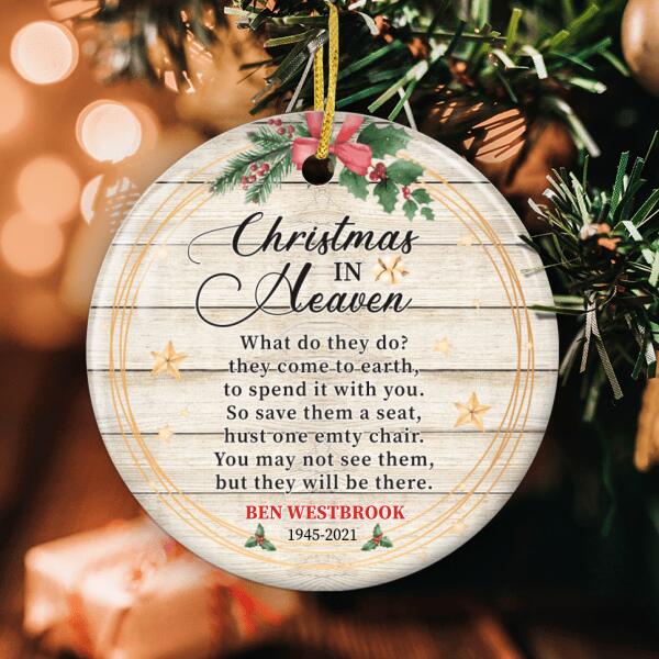Christmas In Heaven - Personalized Custom Photo Memorial Keepsake Gift -  Loss Of Grandpa Ornament
