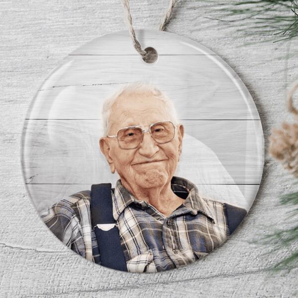 Christmas In Heaven - Personalized Custom Photo Memorial Keepsake Gift -  Loss Of Grandpa Ornament