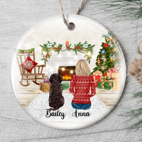 Girl & Dog Ornament - Personalized Girl's Hairstyle & Dog Breed - Christmas Ornament - Xmas Gift For Dog Mom