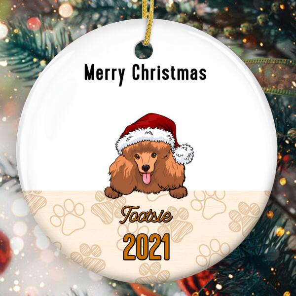 Merry Christmas Ornament - Custom Dog Breeds & Names Bauble - Dog Lovers Gift - Xmas Tree Decor