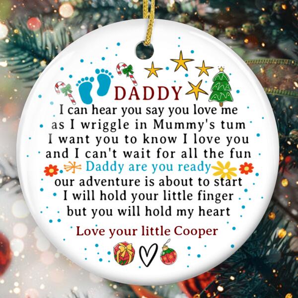 To Be Daddy Ornament - Christmas Ornament - Expecting Dad Bauble - Personalized Baby Name