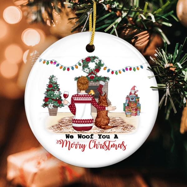 We Woof You A Merry Christmas Ornament - Personalized Girl's Hairstyle & Dog Breed - Xmas Gift For Dog Mom