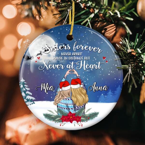 Sister Forever Never Apart - Family Ornament - Custom Hairstyle & Name - Sibling Bauble - Xmas Gift For Sister