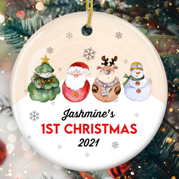 Baby 1st Christmas Ornament - Cute Santa Ornament - Personalized Baby Name - Xmas Gift For Newborn Baby