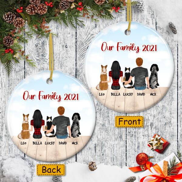 Our Family 2021. Family Ornament, Personalized Hairstyle & Dog Breeds Ornament, Gifts For Dog Parents