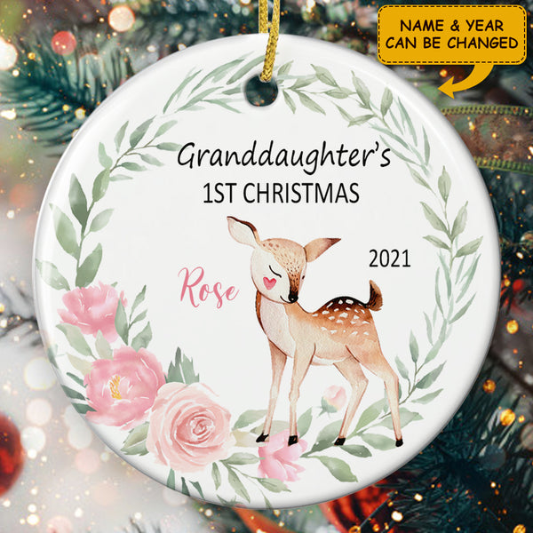 Granddaughter's 1st Christmas Ornament - Custom Baby Name - Christmas Bauble - Xmas Gift For Granddaughter