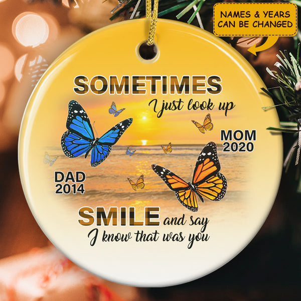 I Know That Was You Ornament - Butterfly Memorial Ornament - Custom Names - Loss Of Parents Gift