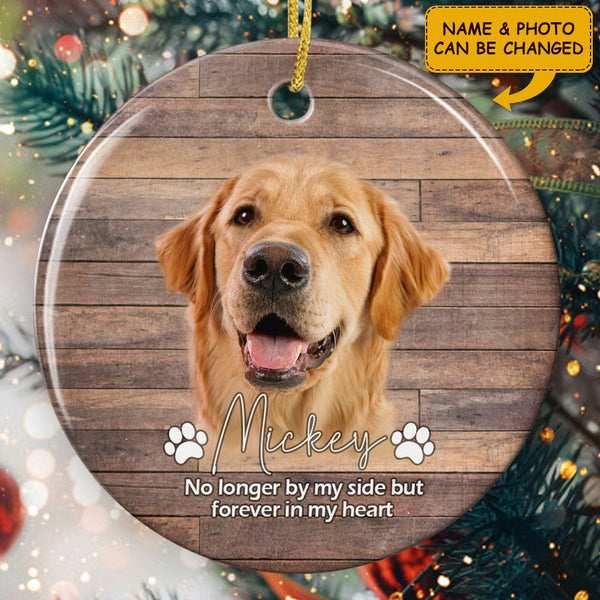 No Longer By My Side But Forever In My Heart - Memorial Ornament - Custom Name & Photo - Pet Lovers Gift