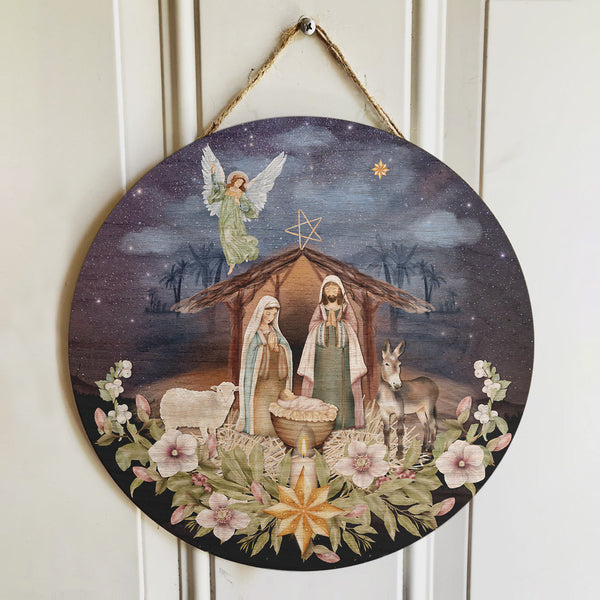 Jesus Christian - Nativity Door Sign - Christmas Door Wreath Hanger Decor - Xmas Gift