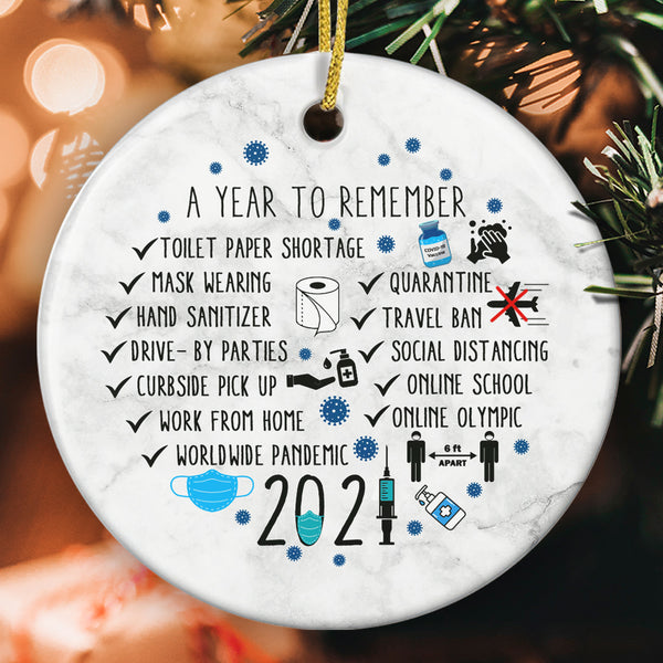 2021 Year To Remember - Funny Pandemic Ornament - Vaccine Ornament - Xmas Tree Decor - Christmas Gift