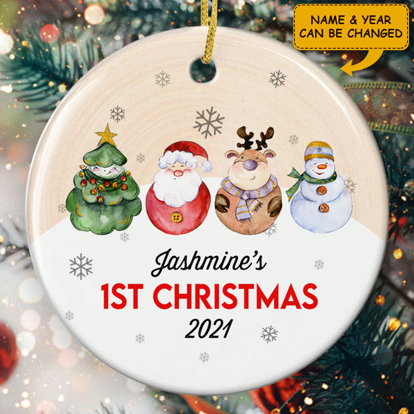 Baby 1st Christmas Ornament - Cute Santa Ornament - Personalized Baby Name - Xmas Gift For Newborn Baby