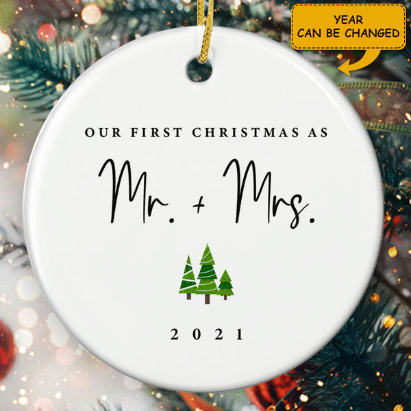 Our 1st Christmas As Mr & Mrs Ornament - Custom Year - Christmas Home Decor - New Couple Gift