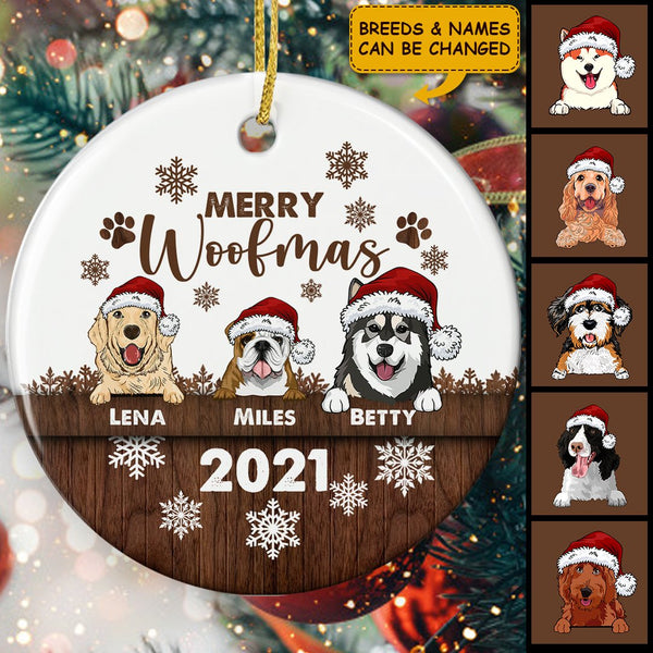 Merry Woolmas Ornament - Custom Dog Breeds & Names - Rustic Christmas Ornament - Xmas Gift For Dog Lover