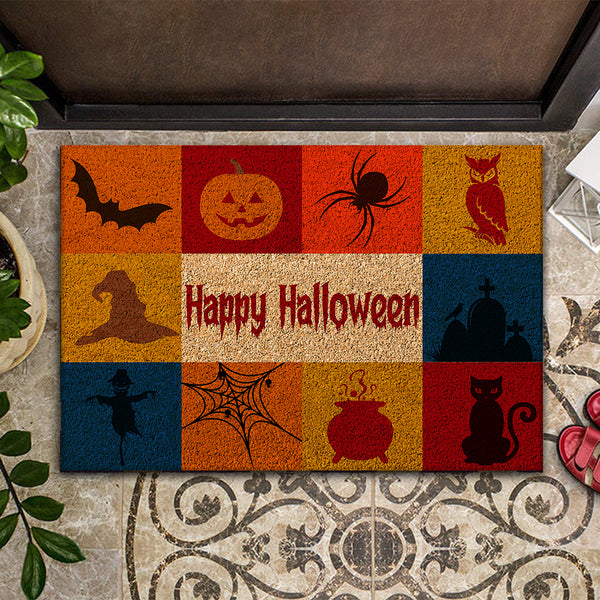 Happy Halloween - Rustic Funny Welcome New Home Front Mat - Housewarming Gift Rug Doormat
