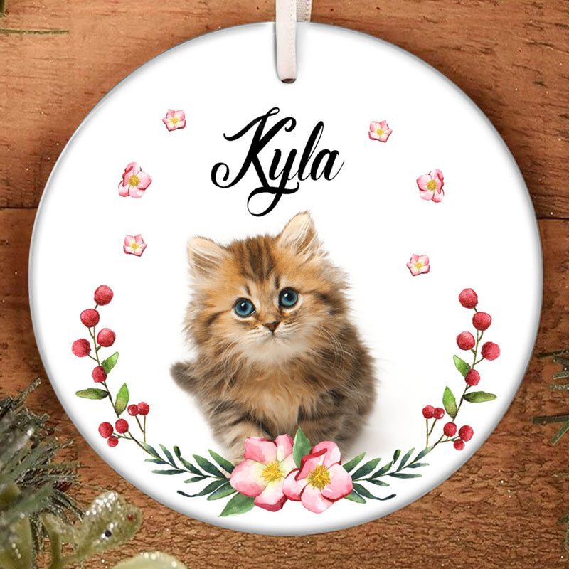 Gift For Cat Lovers - Wreath Decor - Personalized Custom Cat Photo Mom Keepsake Ornament