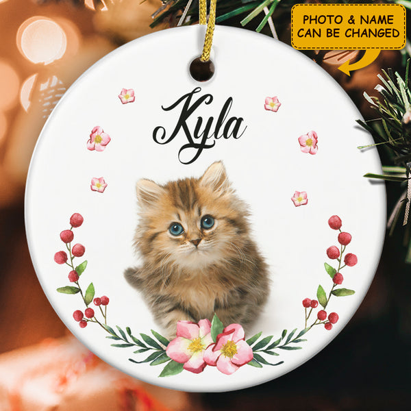 Gift For Cat Lovers - Wreath Decor - Personalized Custom Cat Photo Mom Keepsake Ornament