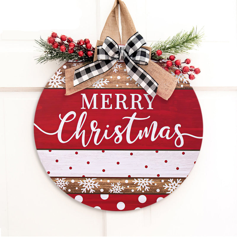 Merry Christmas - Lovely Xmas Door Wreath Hanger Welcome Sign - Rustic Home Decor