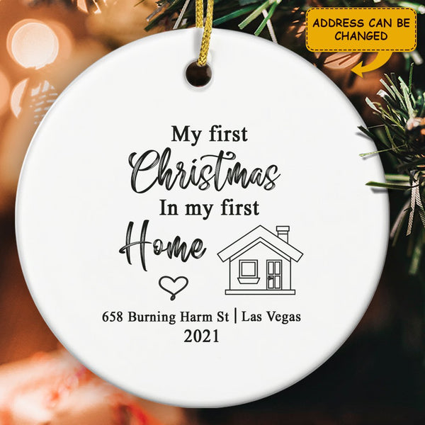 1st Christmas In My 1st Home - Personalized Address Ornament - Xmas Ornament For Couples - Housewarming Gift