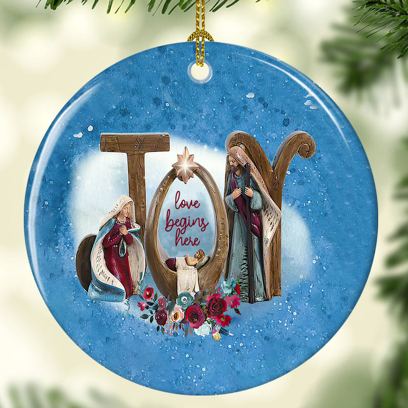 Love Begins Here - Jesus Christian Joy Gift - Christmas Religion New Home Ornament