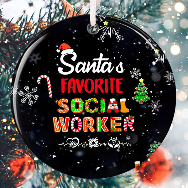 Santa's Favorite Social Worker - Xmas Family Gift Decor - Christmas Decoration Ornament