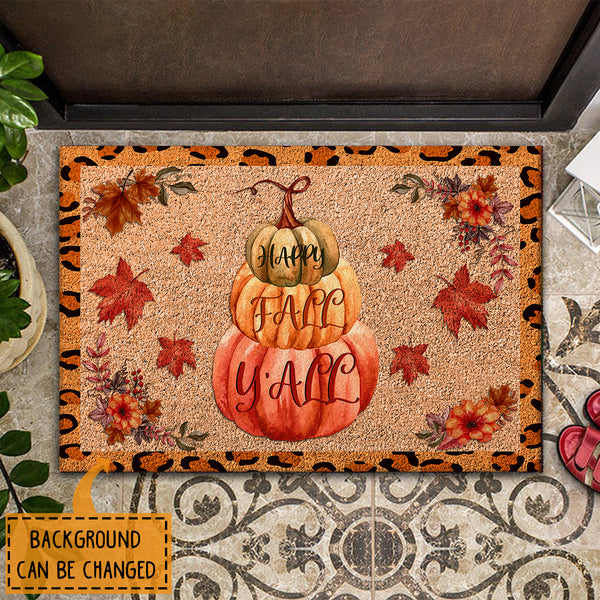 Happy Fall Y'all - Fall Maple Leaves DecorationMat - Autumn Doormat Housewarming Gift