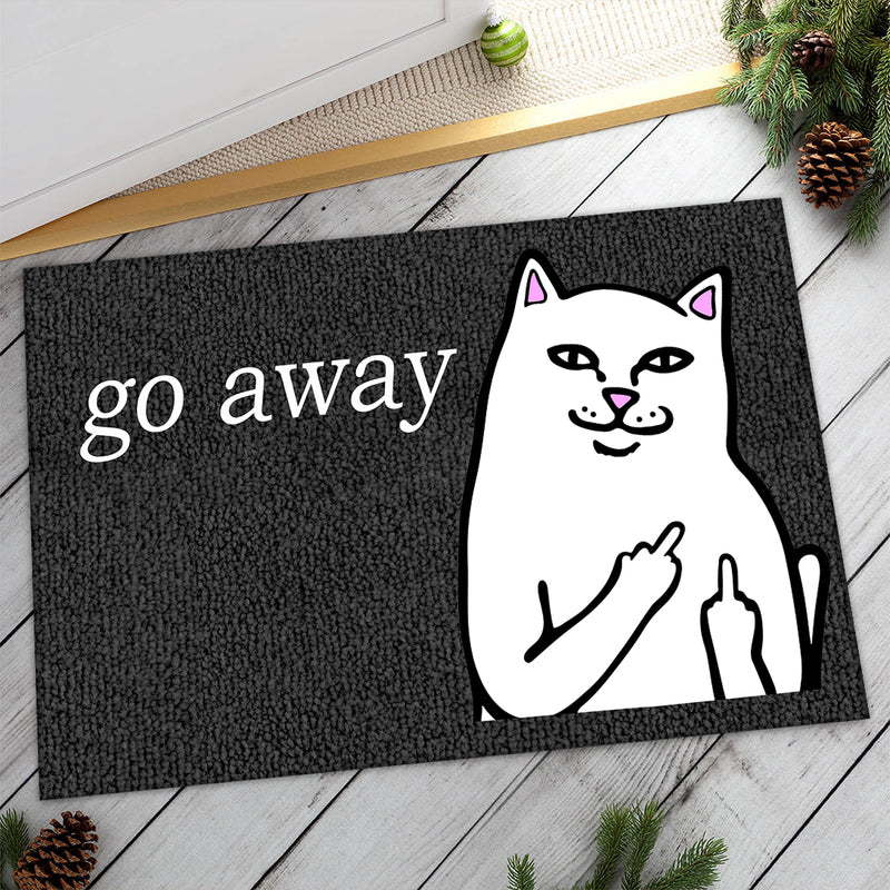 Go Away - Funny Cat Decor - New Home Housewarming Gift Pet Lovers Welcome Rug Doormat