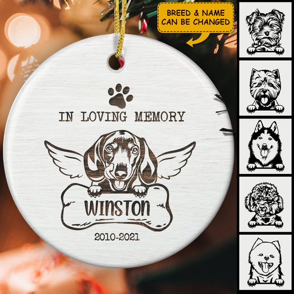 In Loving Memory Ornament - Personalized Dog Name - Memorial Ornament - Loss Of Dog Gift - Custom Dog Breeds