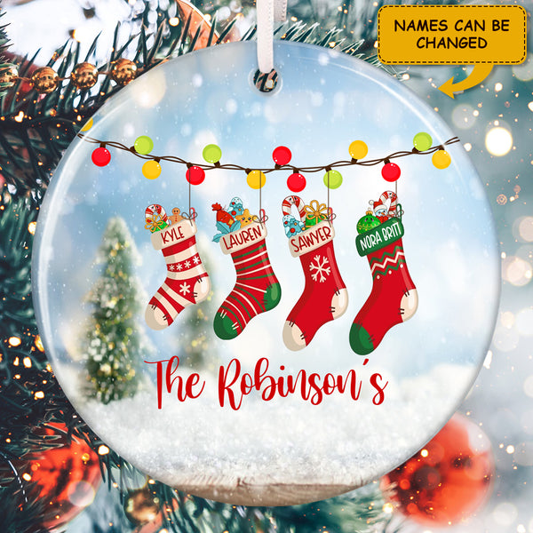 Personalized Family Member Christmas Ornament - Cute Socks Sign - Xmas Gift For Family - Custom Keepsake