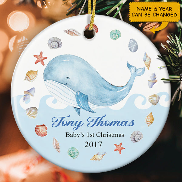 Baby Dolphin - Personalized Baby's First Christmas - Custom Christmas Ornament - Newborn Gift