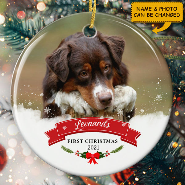 My 1st Christmas Ornament - Personalized Pet Photo - Xmas Gift For Pet Lovers - Custom Pet Name
