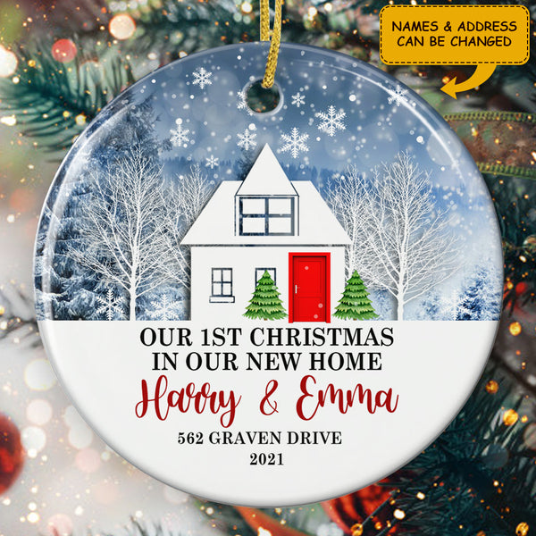 1st Christmas In Our New Home Ornament - Personalized Name & Address - 1st Xmas Bauble - Gift For New Couples