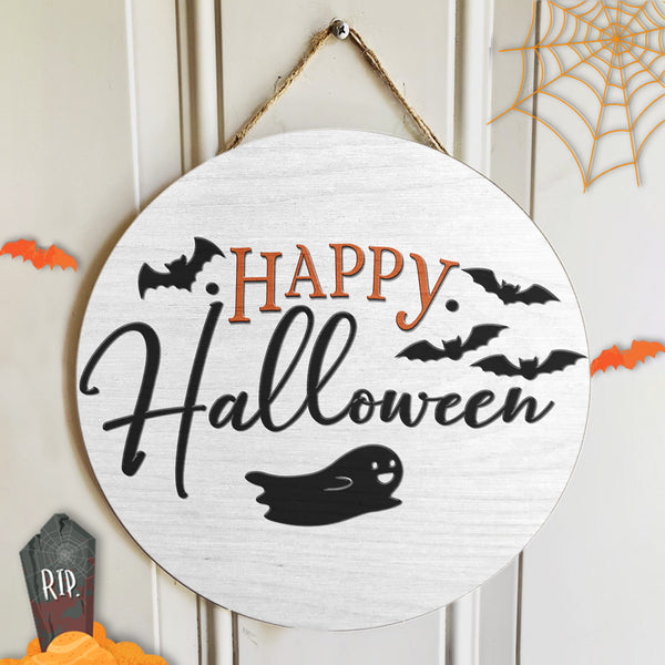 Happy Halloween - Fall Porch Sign - Autumn Wooden Door Hanger Decor - Thanksgiving Gift
