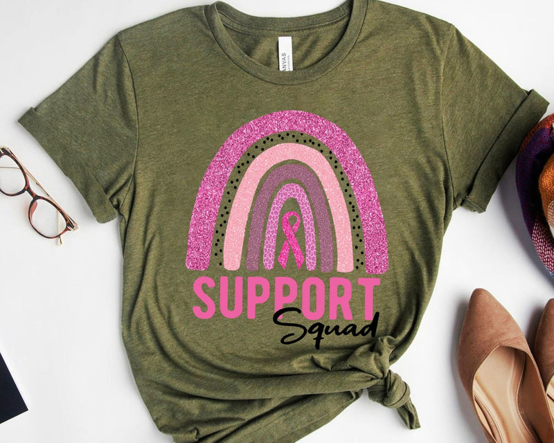 Support Squad Breast Cancer Awareness Pink Ribbon Rainbow Youth Shirt