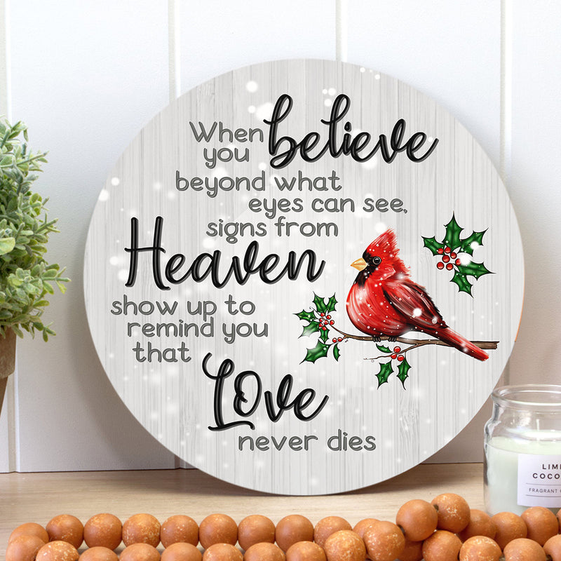 Love Never Die - Bird Sign - Memorial Quote Door Hanger Sign Decor - Memorial Gift