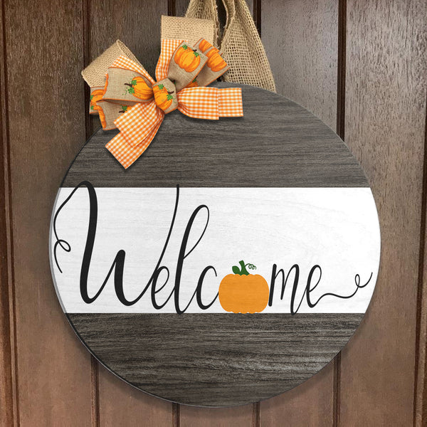 Welcome - Lovely Fall Pumpkin Decoration - Autumn Thanksgiving Door Wreath Hanger Sign