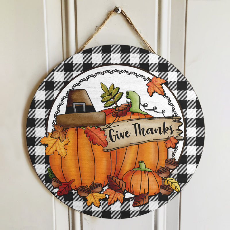 Give Thanks - Pumpkin Patch - Fall Flower - Autumn Door Hanger Sign Decor - Fall Gift