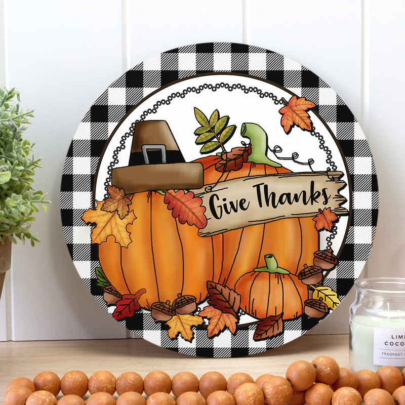 Give Thanks - Pumpkin Patch - Fall Flower - Autumn Door Hanger Sign Decor - Fall Gift