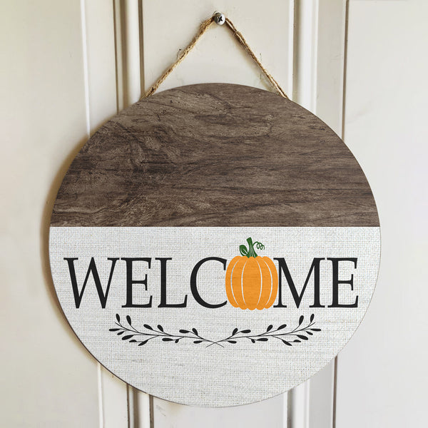 Welcome - Hello Fall - Housewarming Gift Farmhouse Decor - Autumn Door Wreath Hanger Sign