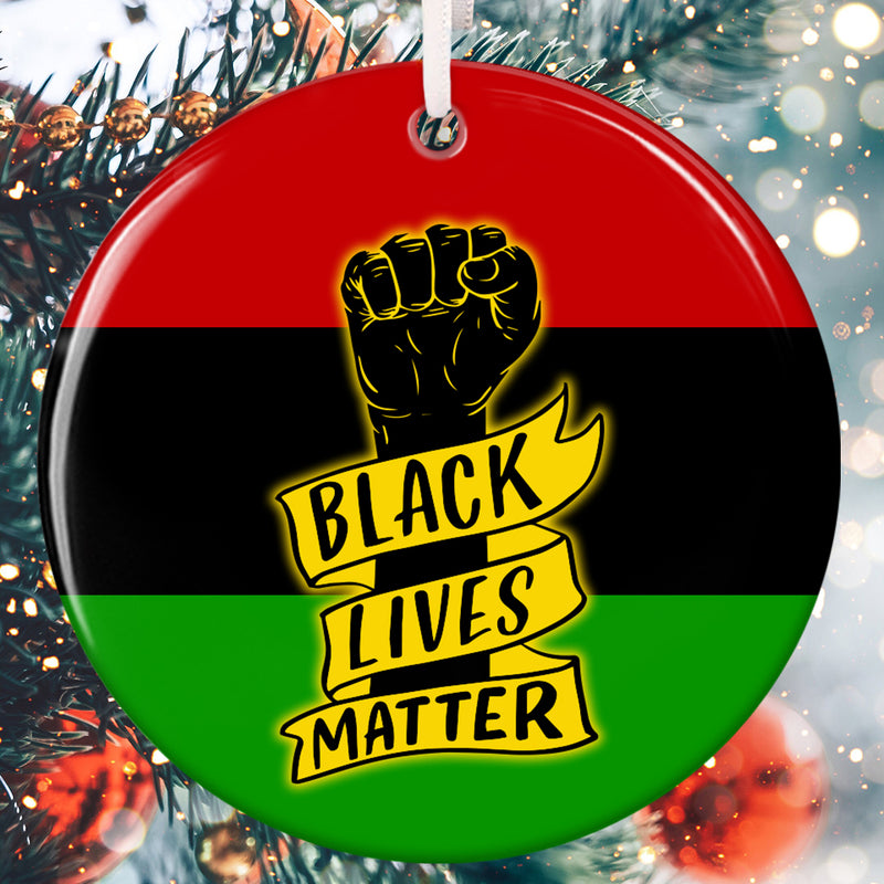 Black Lives Matter Ornament - African Pride Bauble - Raised Fist Ornament - Equal Rights Keepsake