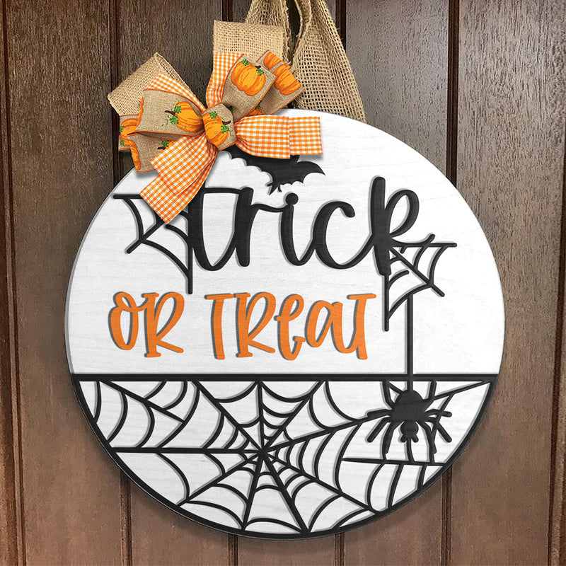 Trick Or Treat - Spider's Web Decoration - Halloween Door Hanger Sign - Halloween Home Decor