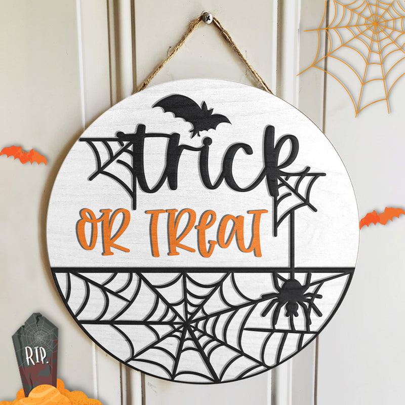 Trick Or Treat - Spider's Web Decoration - Halloween Door Hanger Sign - Halloween Home Decor